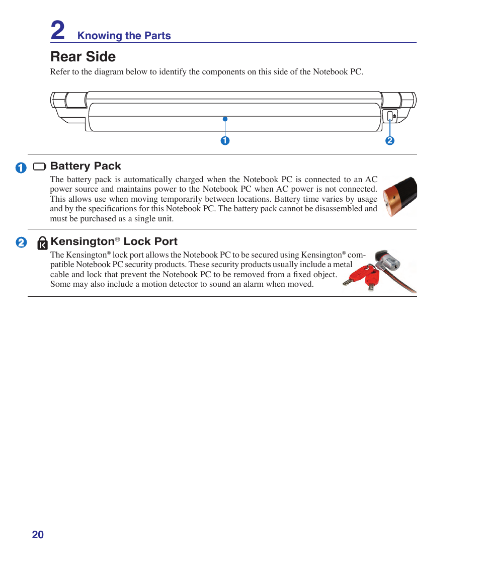 Rear side | Asus U1 User Manual | Page 20 / 91