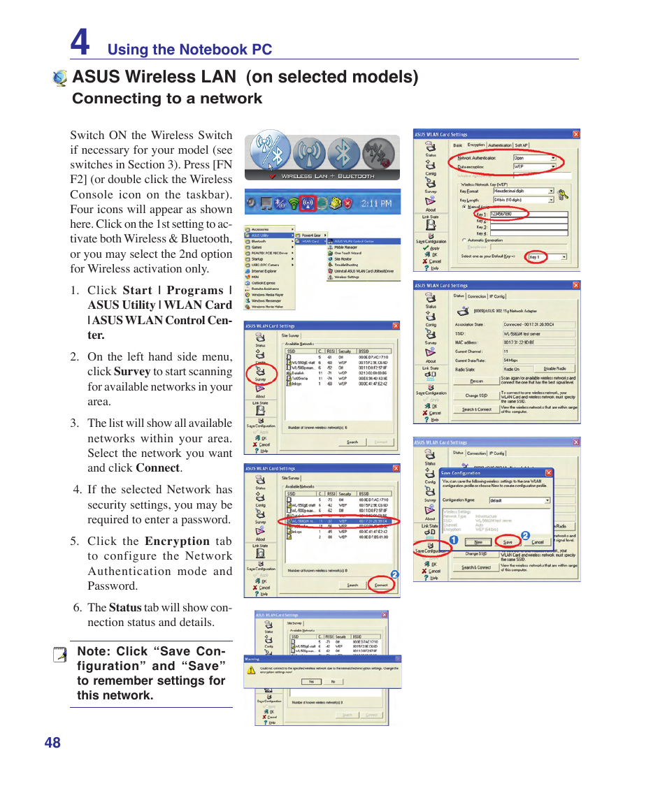 Asus wireless lan (on selected models) | Asus U1 User Manual | Page 48 / 91