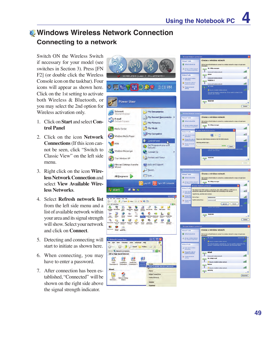 Windows wireless network connection | Asus U1 User Manual | Page 49 / 91