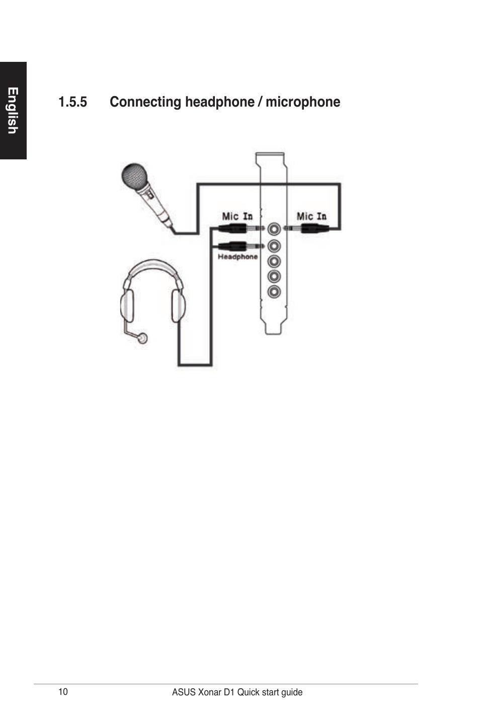 5 connecting headphone / microphone | Asus Xonar D1 User Manual | Page 10 / 80