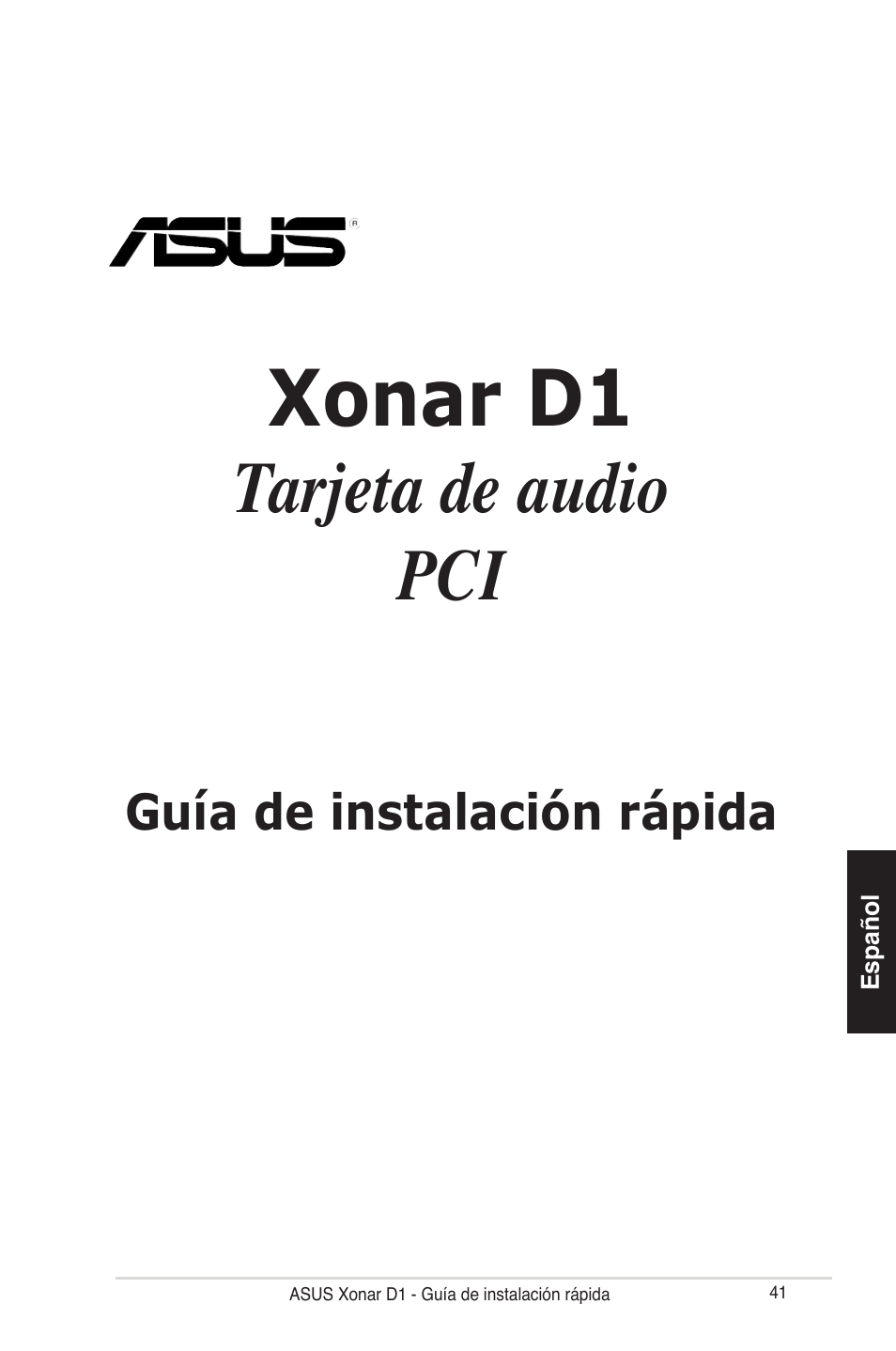 Xonar d1, Tarjeta de audio pci | Asus Xonar D1 User Manual | Page 41 / 80