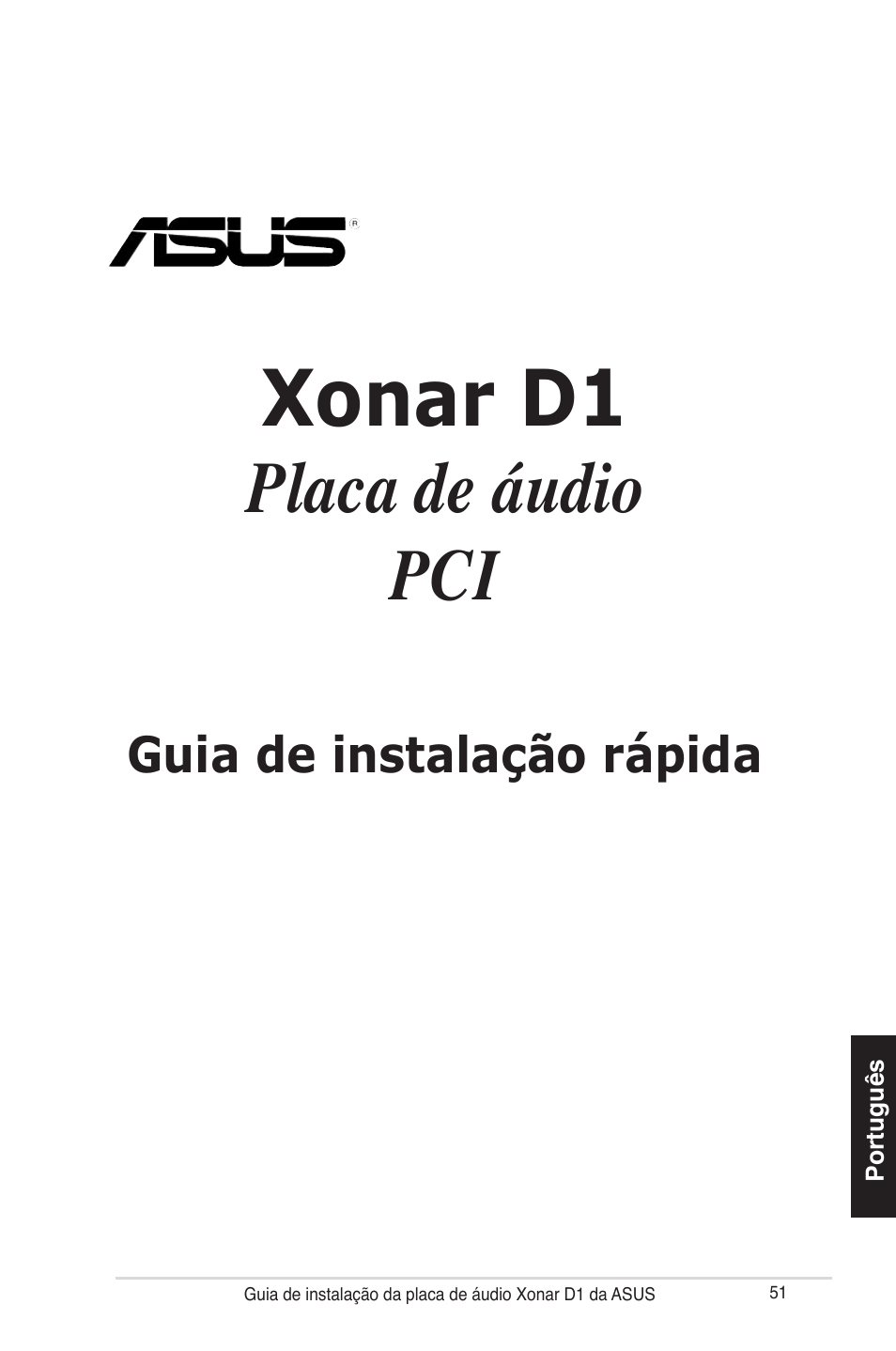 Xonar d1, Placa de áudio pci | Asus Xonar D1 User Manual | Page 51 / 80