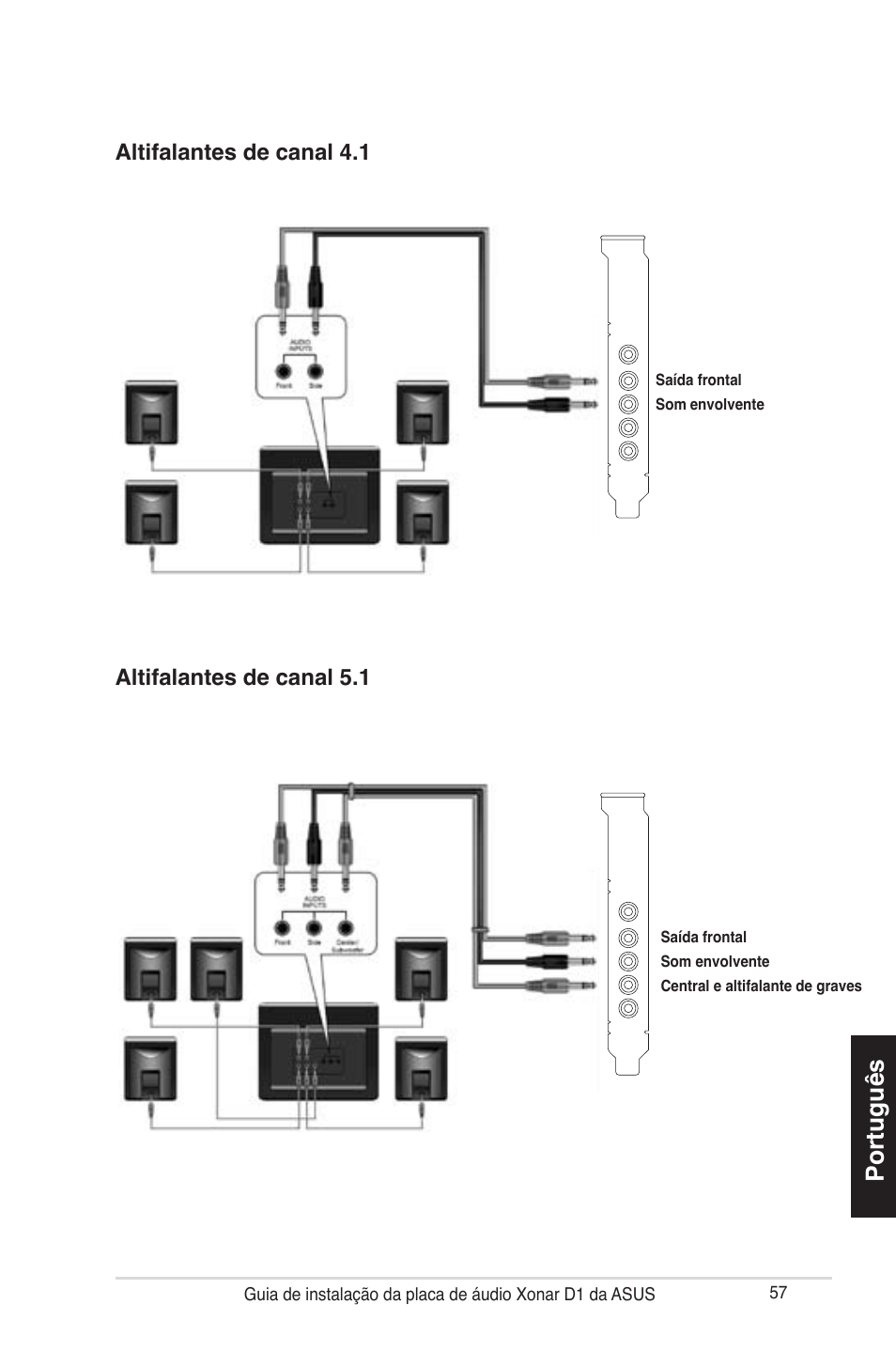 Português | Asus Xonar D1 User Manual | Page 57 / 80