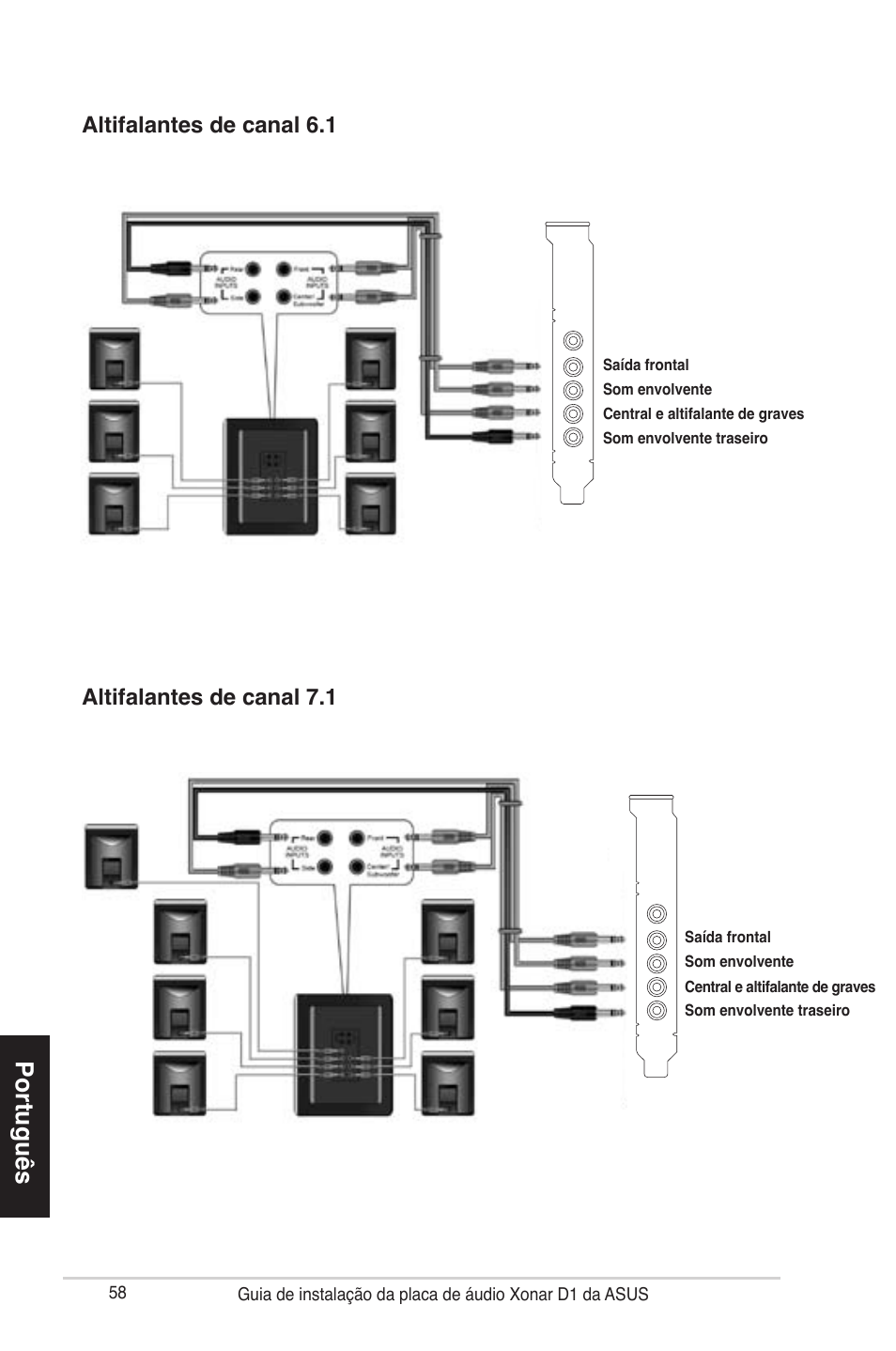 Português | Asus Xonar D1 User Manual | Page 58 / 80