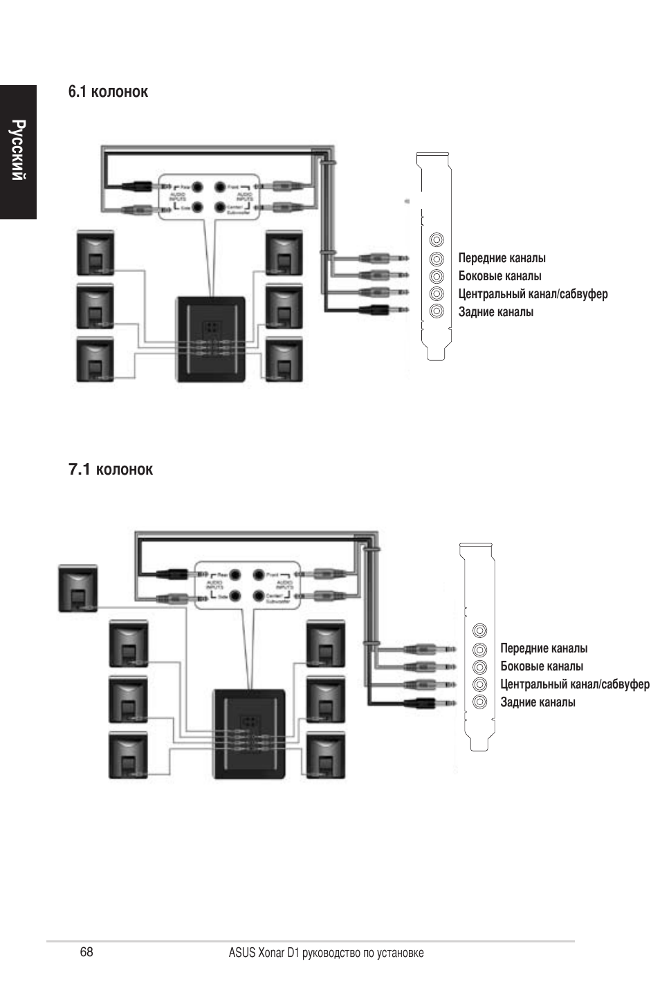 Русский | Asus Xonar D1 User Manual | Page 68 / 80