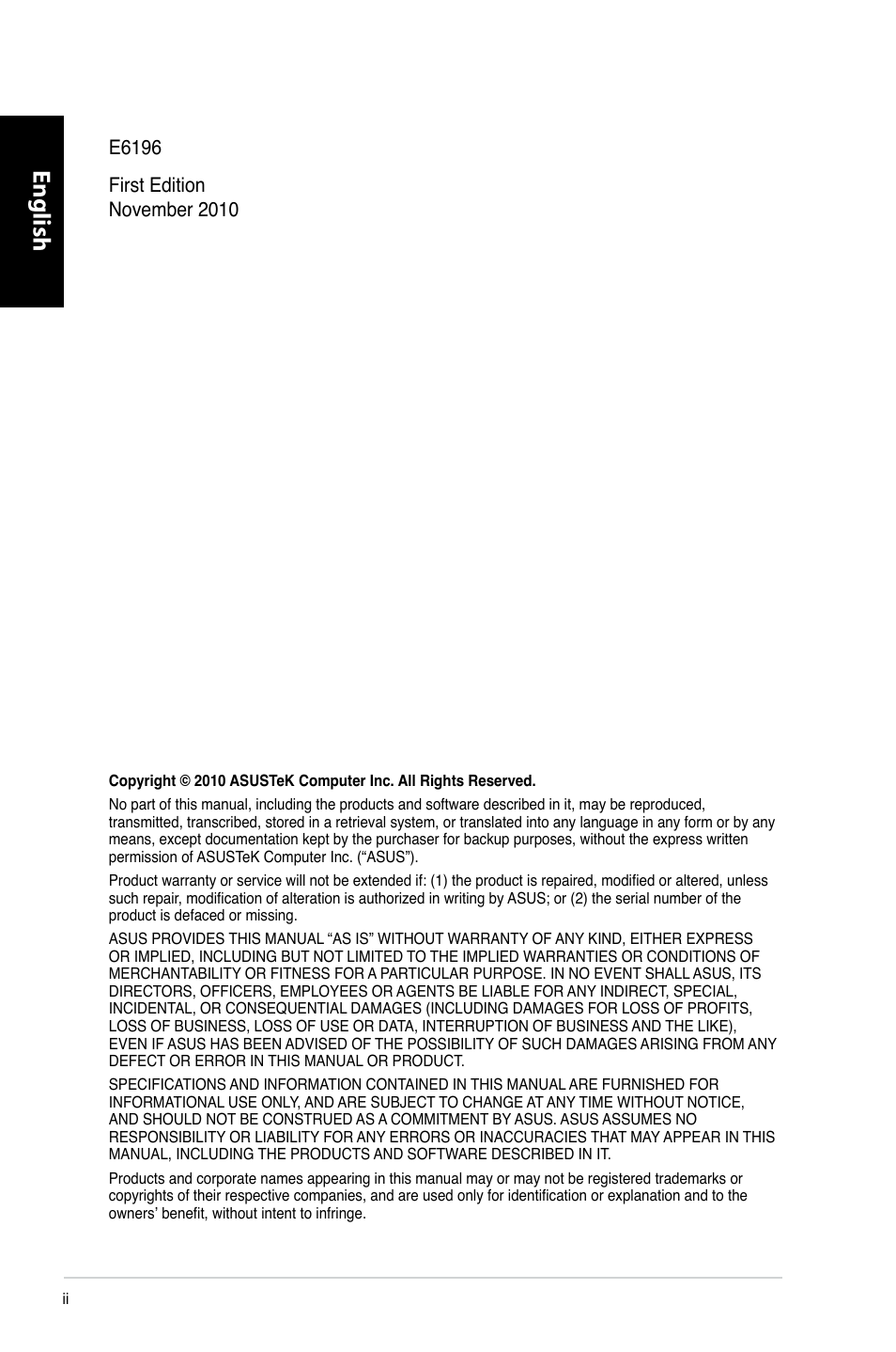 English | Asus CG8250 User Manual | Page 2 / 243