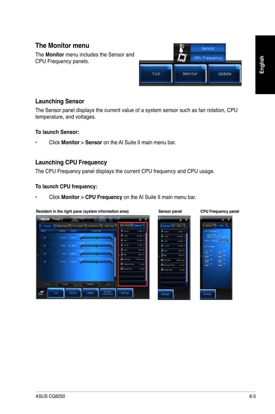 The monitor menu | Asus CG8250 User Manual | Page 57 / 243