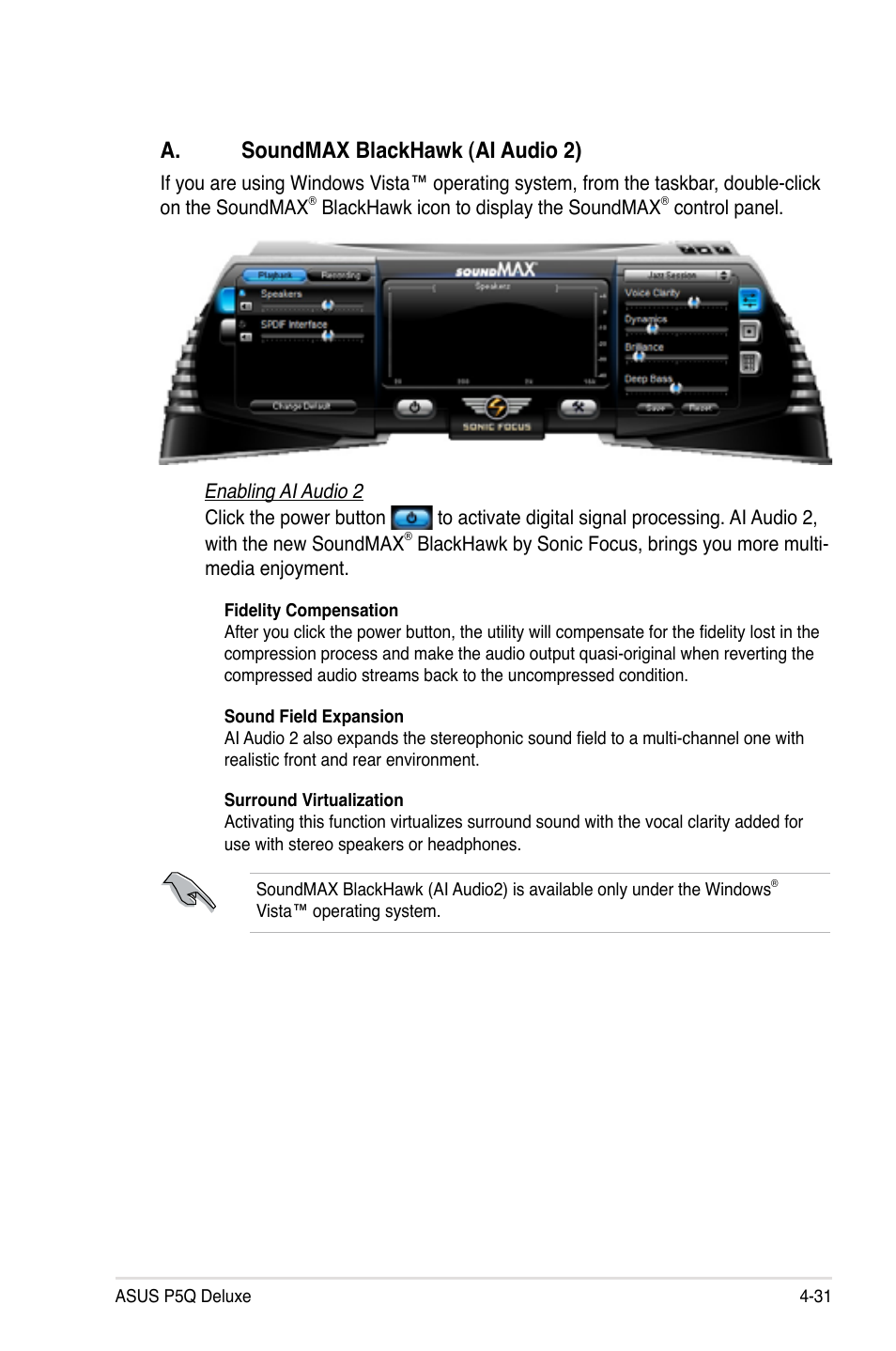 A. soundmax blackhawk (ai audio 2) | Asus P5Q Deluxe User Manual | Page 147 / 192