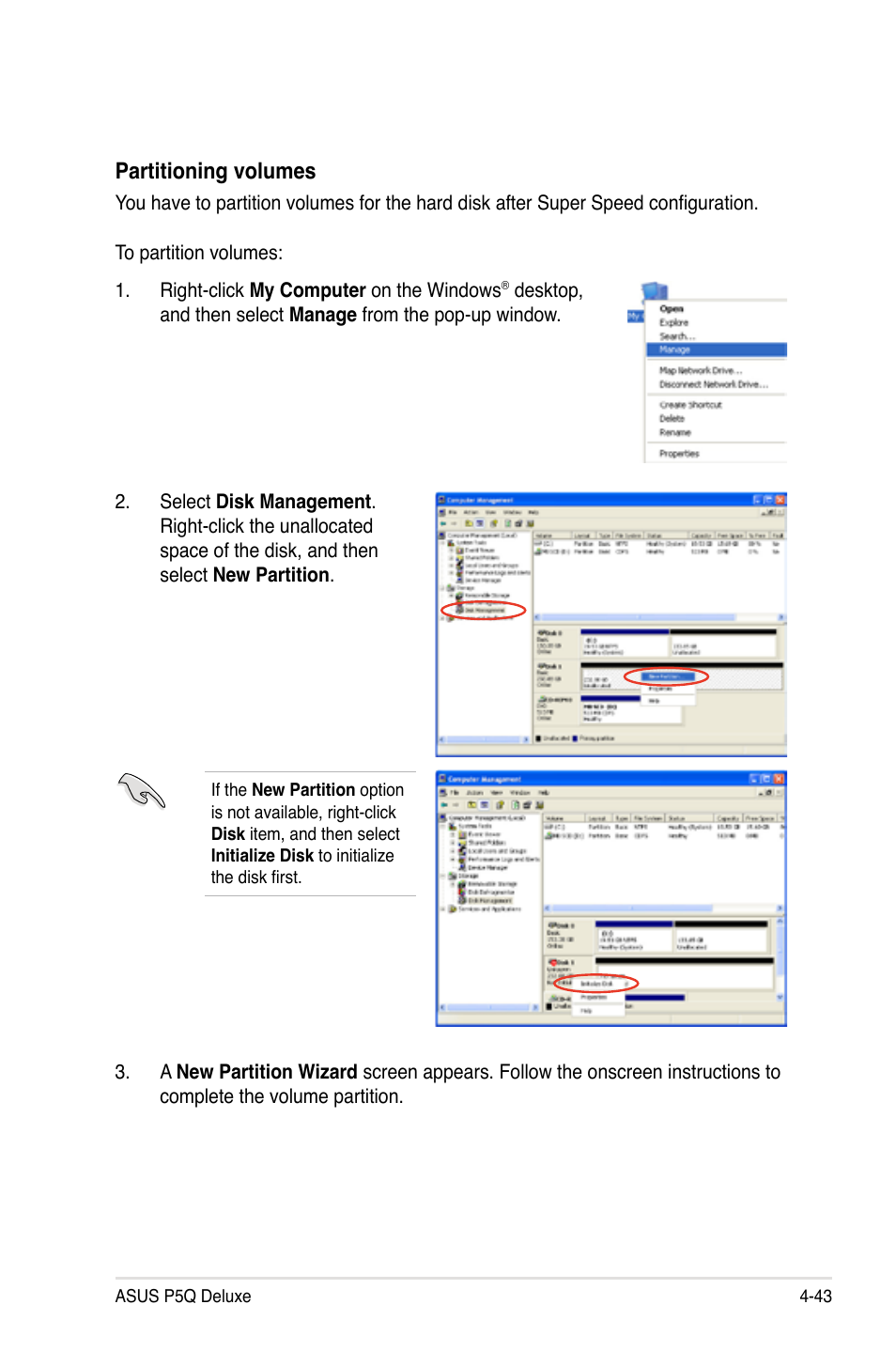 Partitioning volumes | Asus P5Q Deluxe User Manual | Page 159 / 192