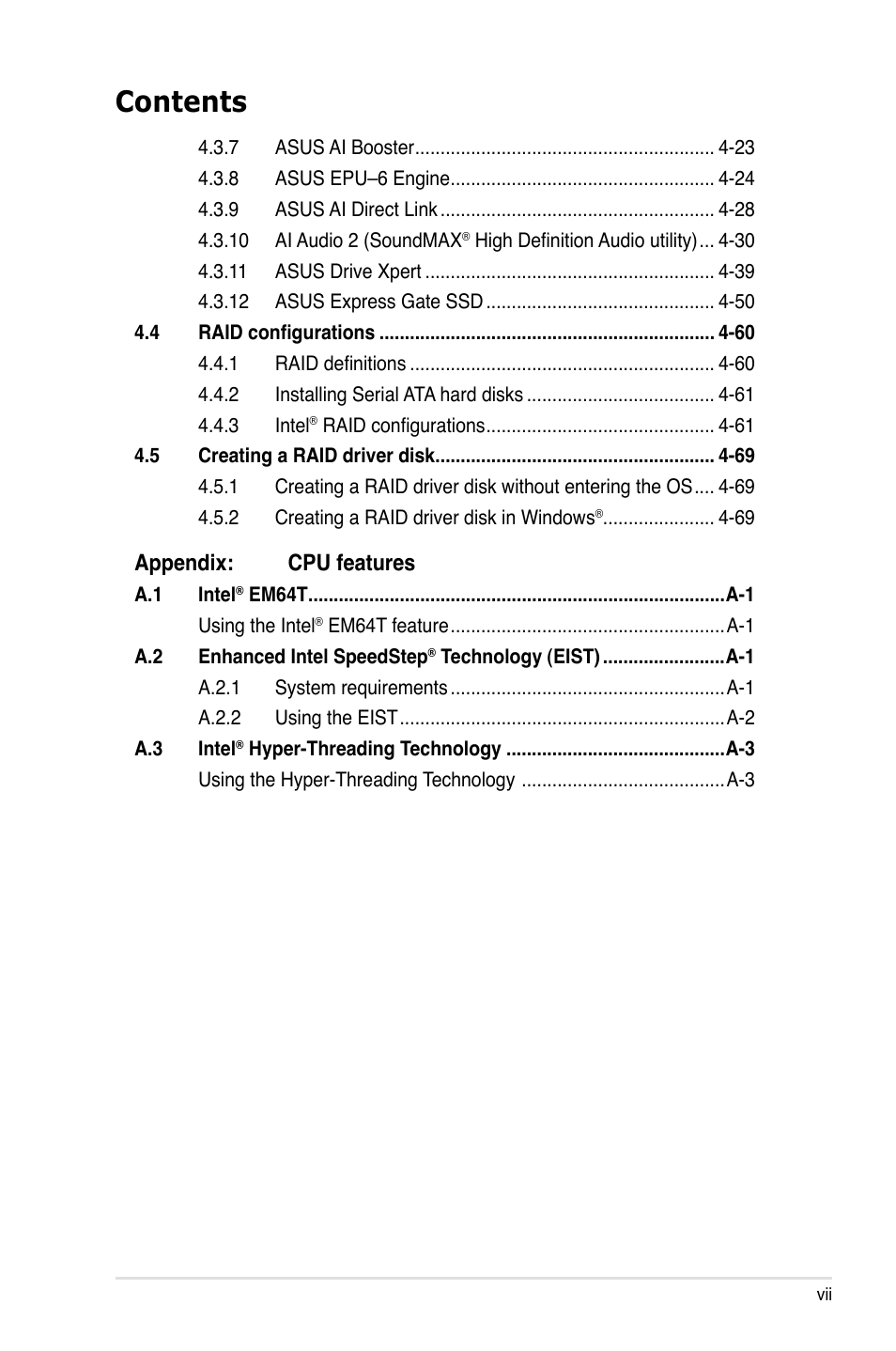 Asus P5Q Deluxe User Manual | Page 7 / 192