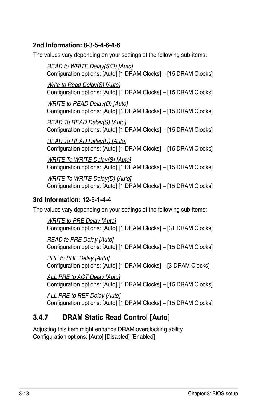 7 dram static read control [auto, Dram static read control -18 | Asus P5Q Deluxe User Manual | Page 88 / 192