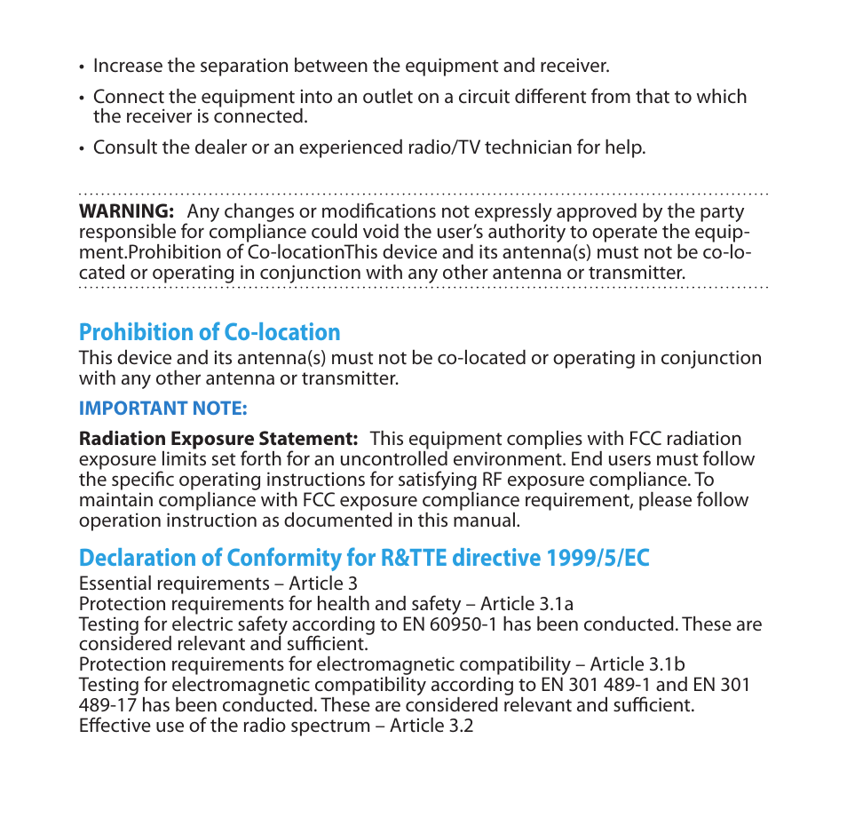 Prohibition of co-location | Asus EA-N66R User Manual | Page 12 / 14