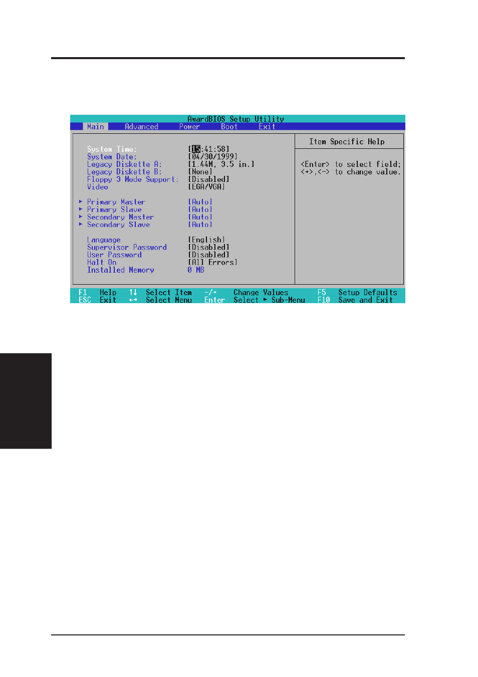 Bios setup, 3 main menu | Asus MES User Manual | Page 48 / 104