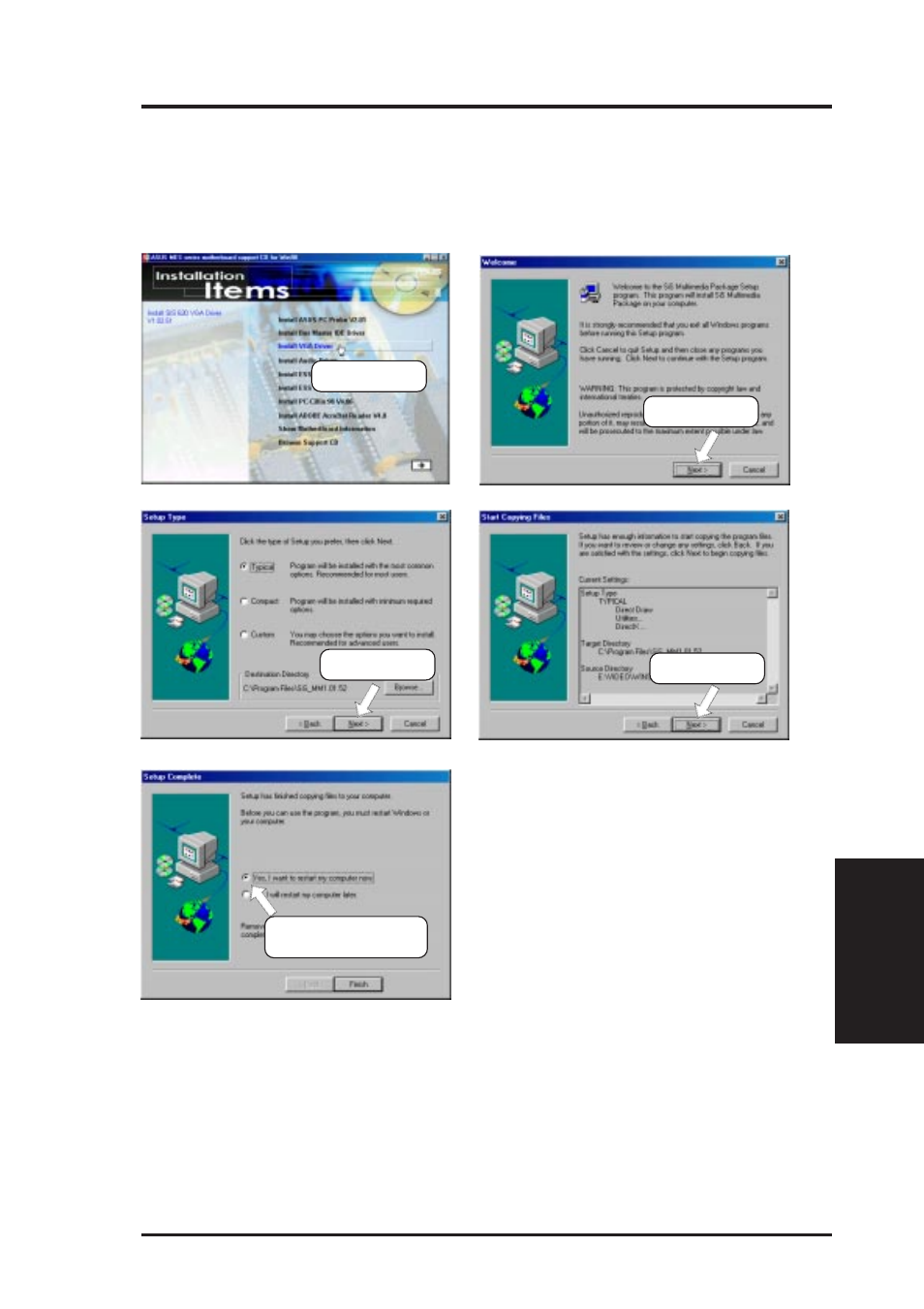 Software setup, 5 install vga driver | Asus MES User Manual | Page 75 / 104