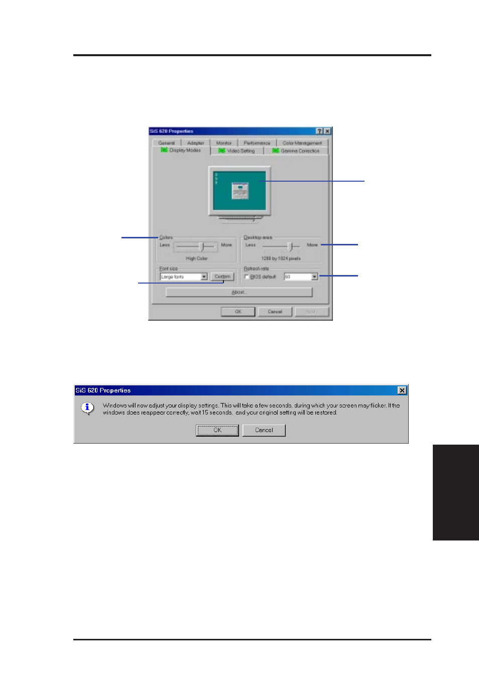 Software setup, Display modes page | Asus MES User Manual | Page 77 / 104