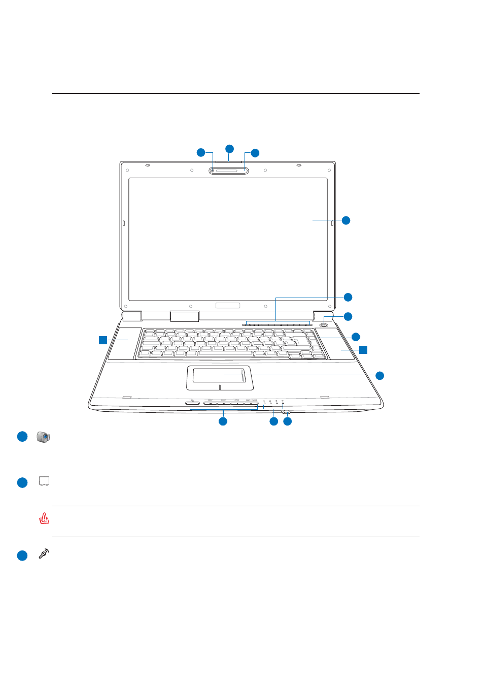 Top side, Knowing the parts, Camera (on selected models) | Microphone, Display panel button | Asus A7Vc User Manual | Page 12 / 76