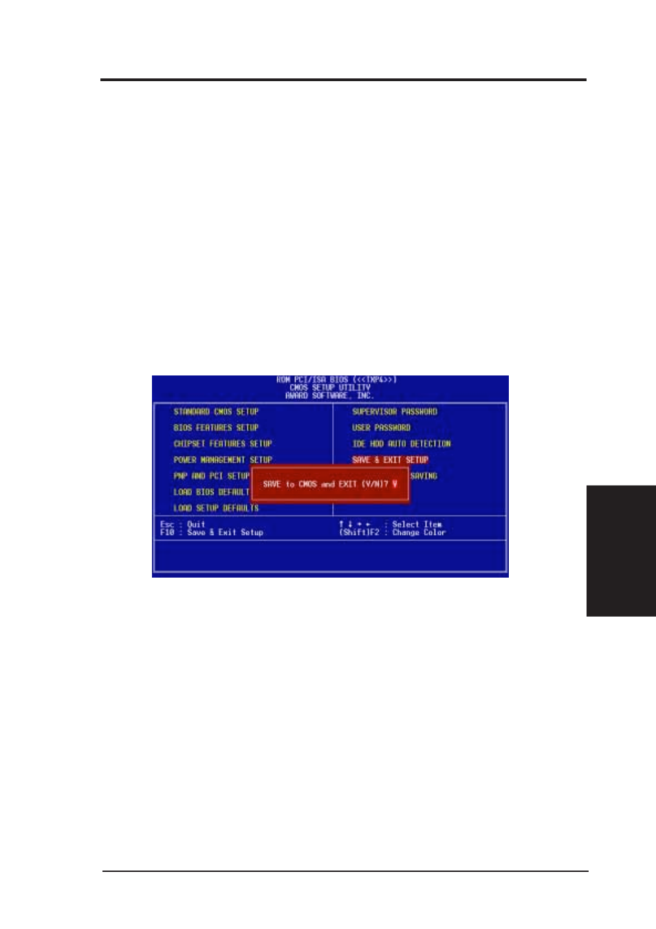 Iv. bios software, Save & exit setup, Exit without saving | Asus TXP4 User Manual | Page 53 / 64