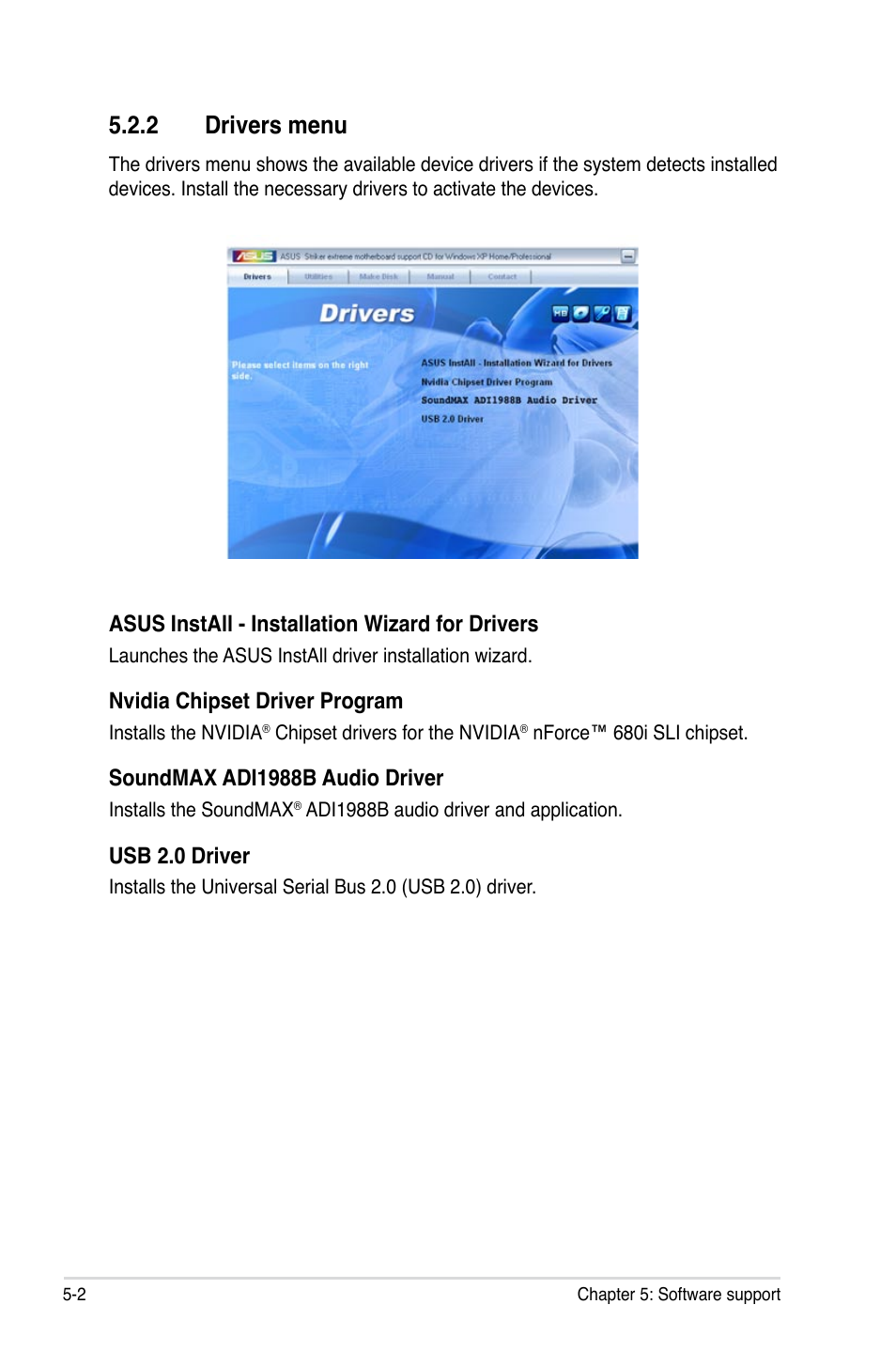2 drivers menu | Asus Striker User Manual | Page 122 / 162