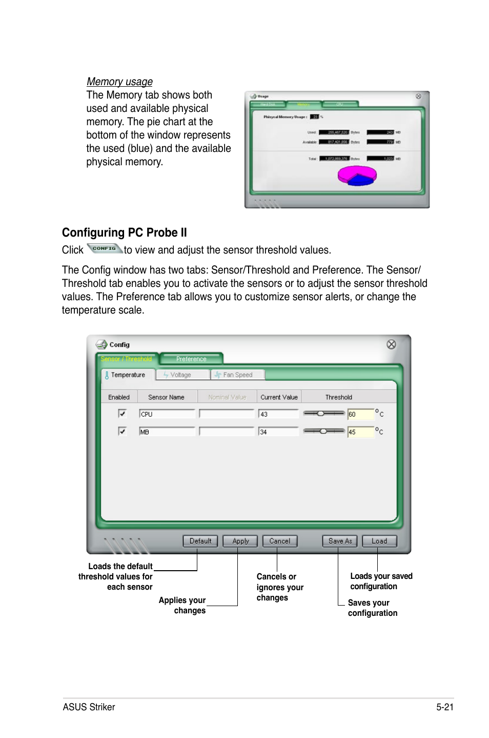 Configuring pc probe ii | Asus Striker User Manual | Page 141 / 162