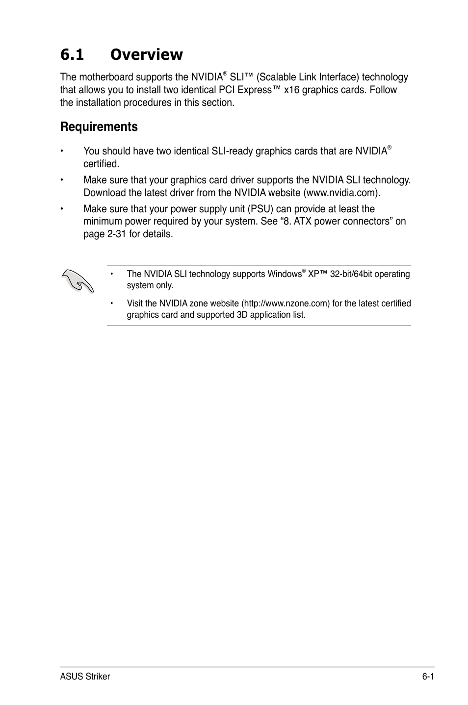 1 overview, Requirements | Asus Striker User Manual | Page 157 / 162