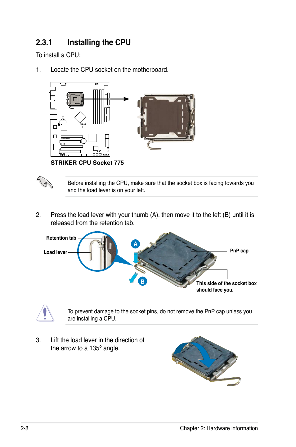 1 installing the cpu | Asus Striker User Manual | Page 32 / 162