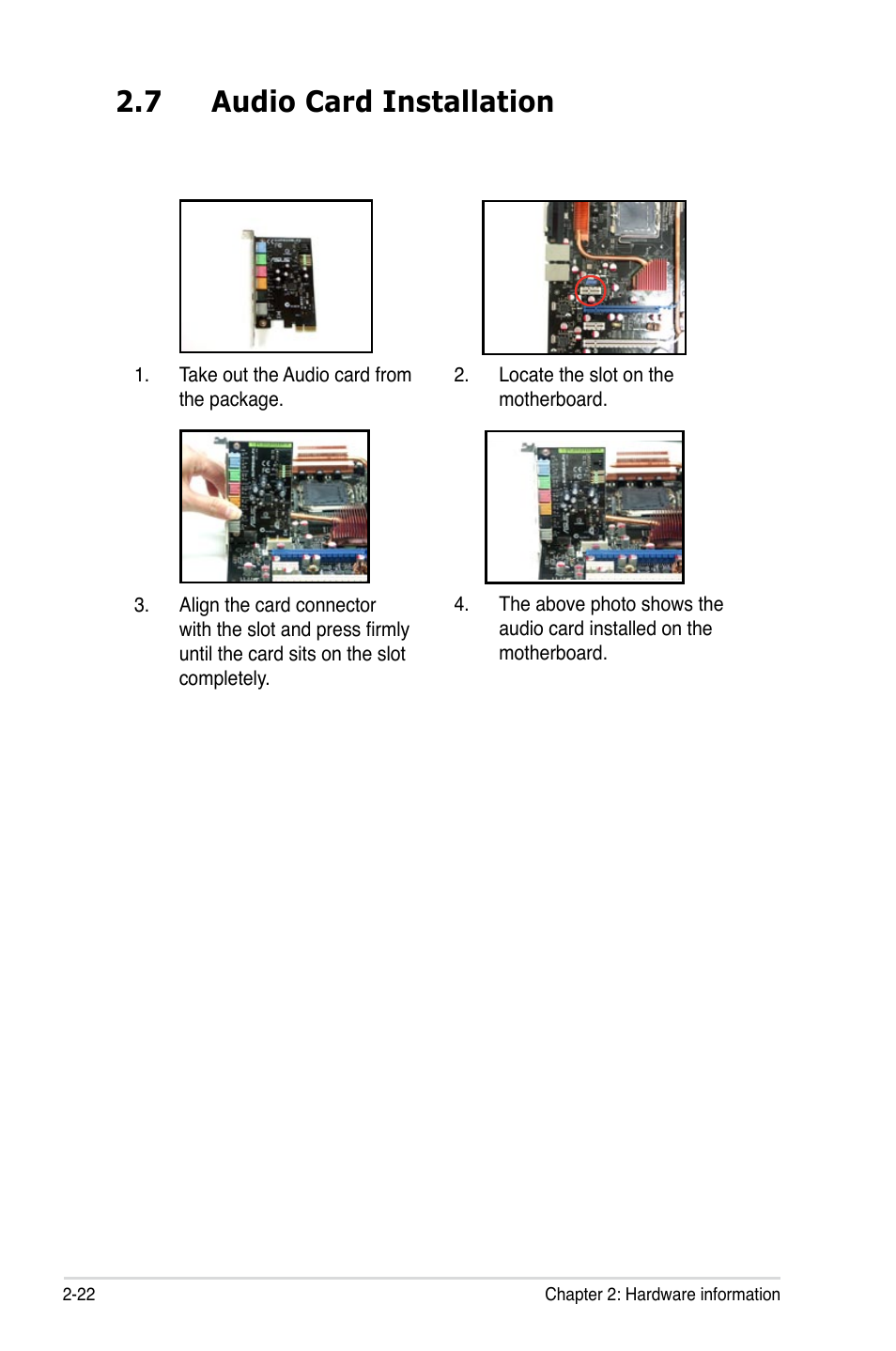 7 audio card installation | Asus Striker User Manual | Page 46 / 162
