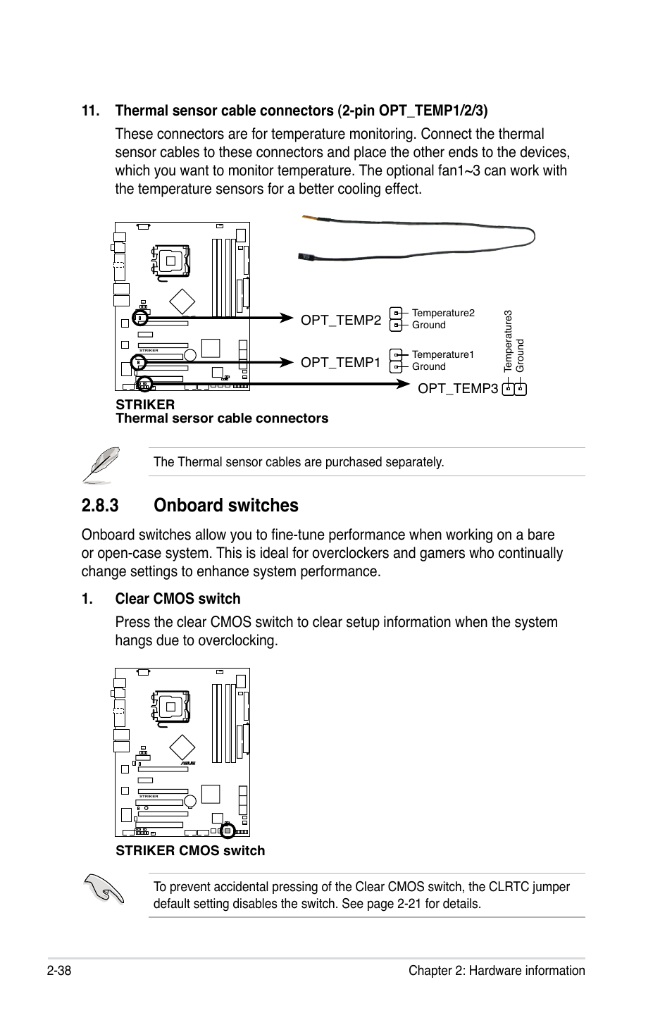 3 onboard switches | Asus Striker User Manual | Page 62 / 162