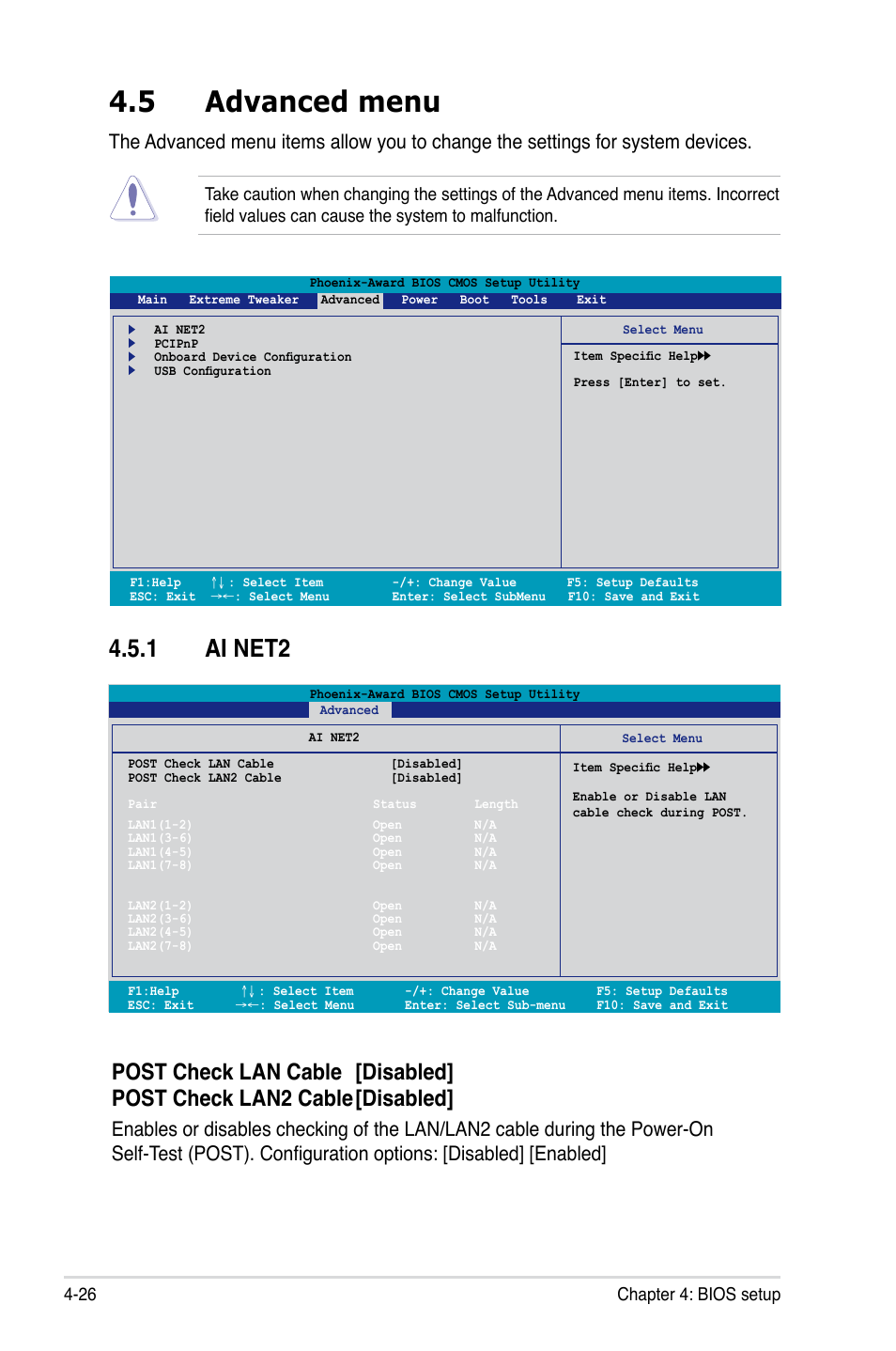 5 advanced menu, 1 ai net2 | Asus Striker User Manual | Page 96 / 162