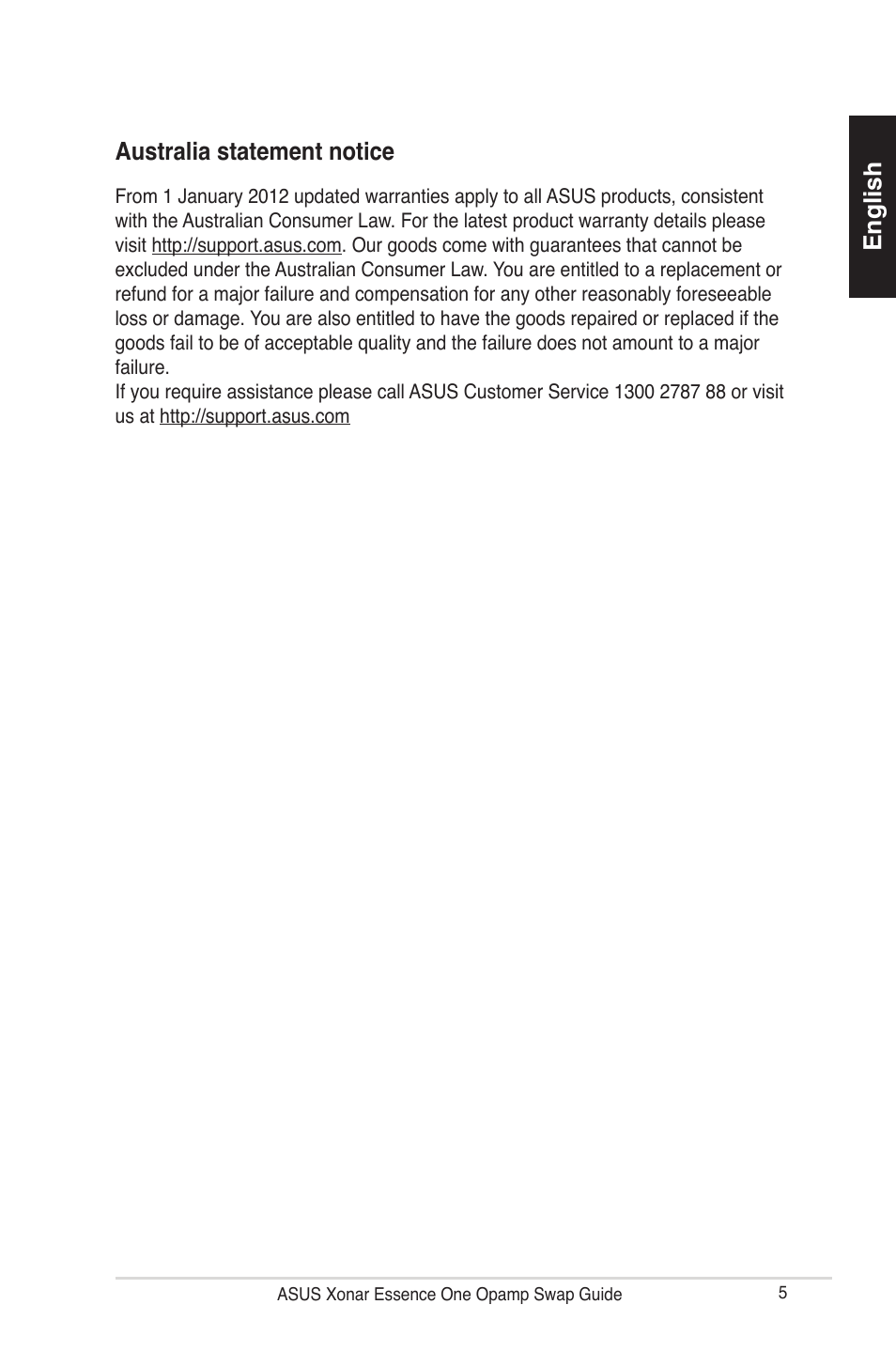 English australia statement notice | Asus Xonar Essence One User Manual | Page 5 / 5