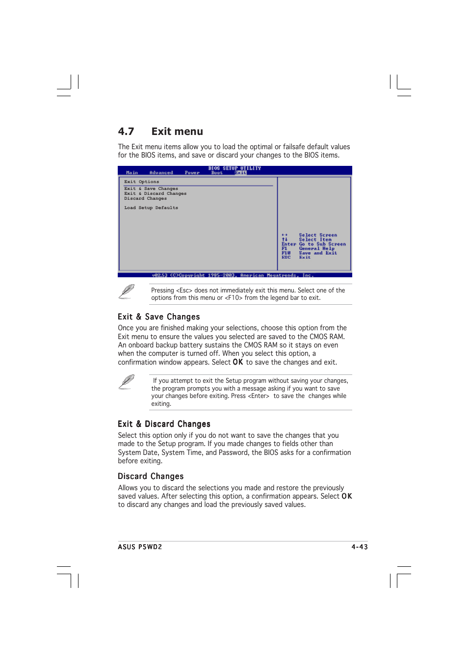 7 exit menu | Asus P5WD2 User Manual | Page 111 / 150