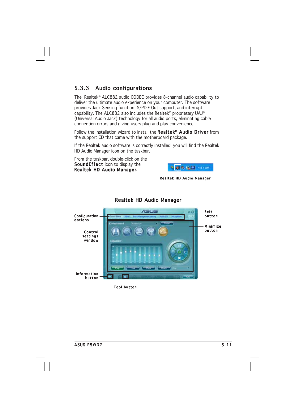 Realtek hd audio manager | Asus P5WD2 User Manual | Page 125 / 150