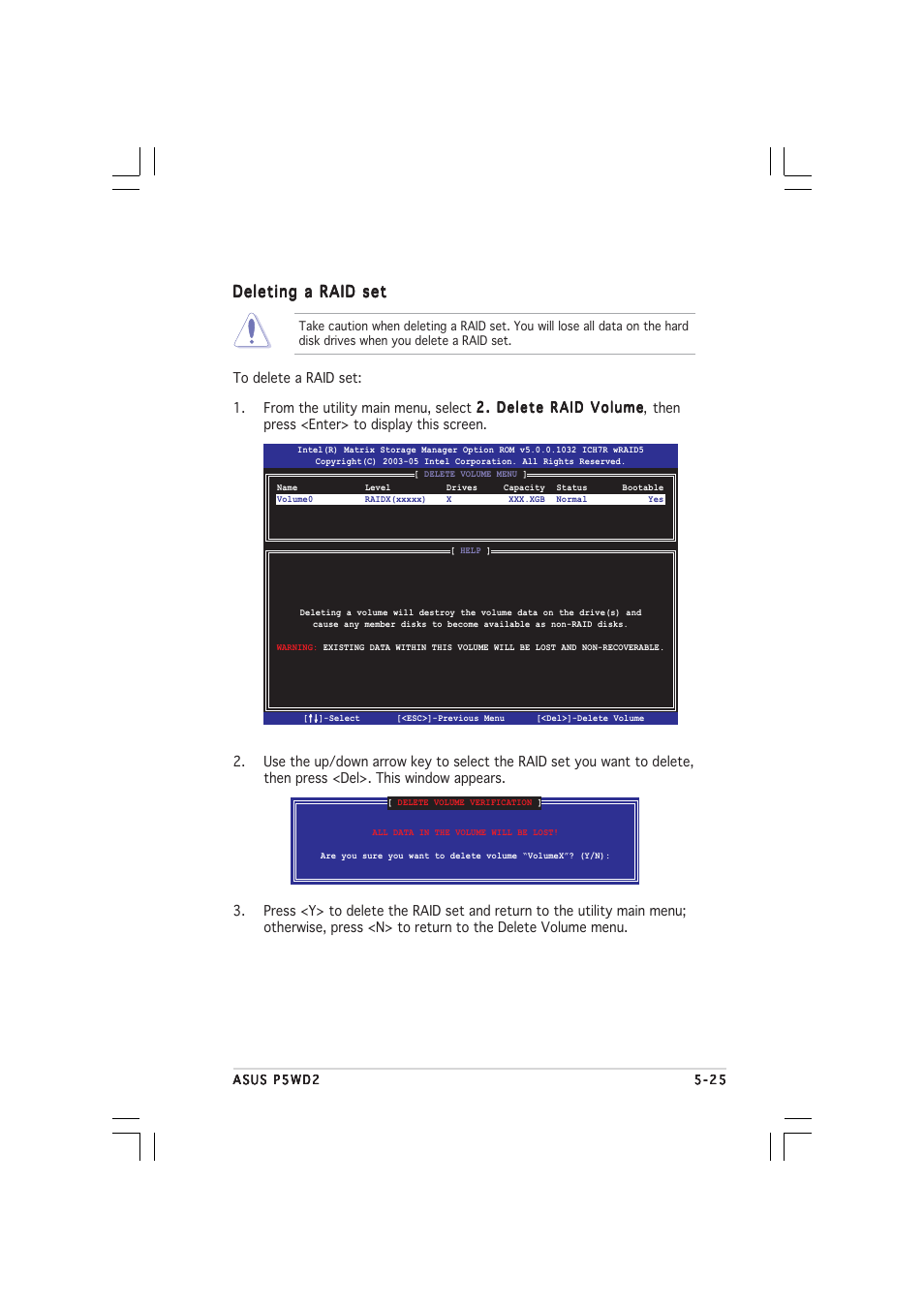 Deleting a raid set | Asus P5WD2 User Manual | Page 139 / 150