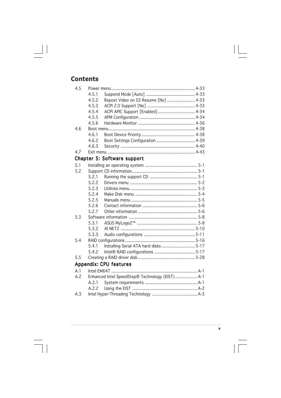 Asus P5WD2 User Manual | Page 5 / 150