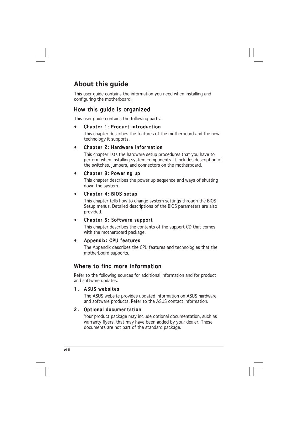About this guide | Asus P5WD2 User Manual | Page 8 / 150
