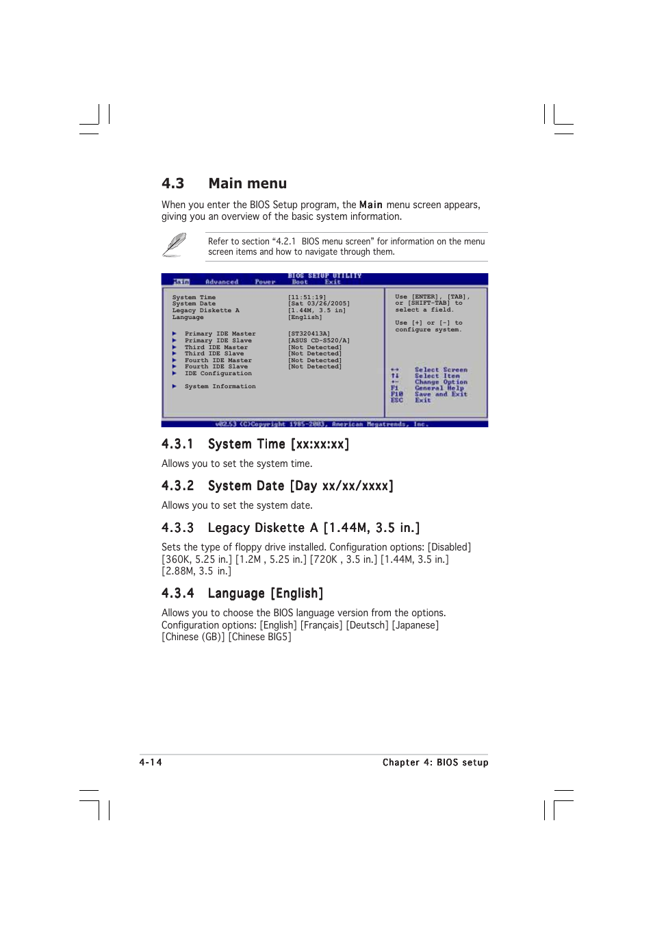 3 main menu | Asus P5WD2 User Manual | Page 82 / 150