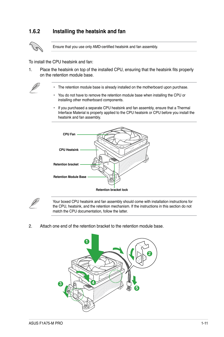 2 installing the heatsink and fan, Installing the heatsink and fan -11 | Asus F1A75-M PRO User Manual | Page 23 / 72