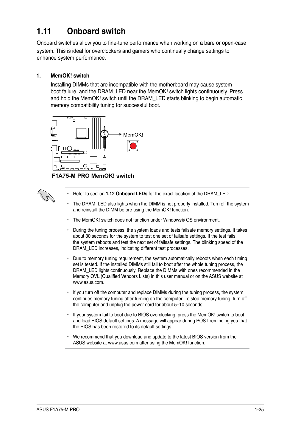 11 onboard switch, 11 onboard switch -25 | Asus F1A75-M PRO User Manual | Page 37 / 72