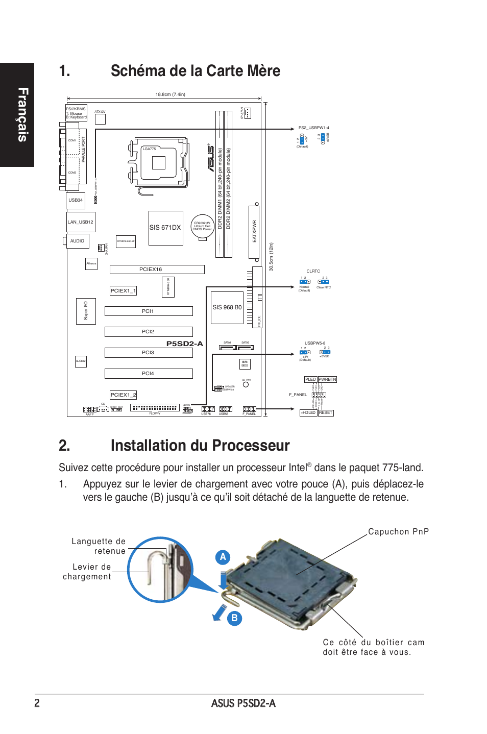 Français, Asus p5sd-a, P5sd2-a | Sis 671dx | Asus P5SD2-A User Manual | Page 2 / 38