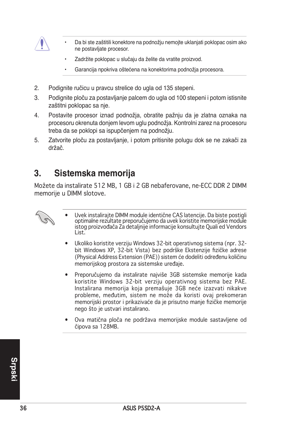 Srpski | Asus P5SD2-A User Manual | Page 36 / 38