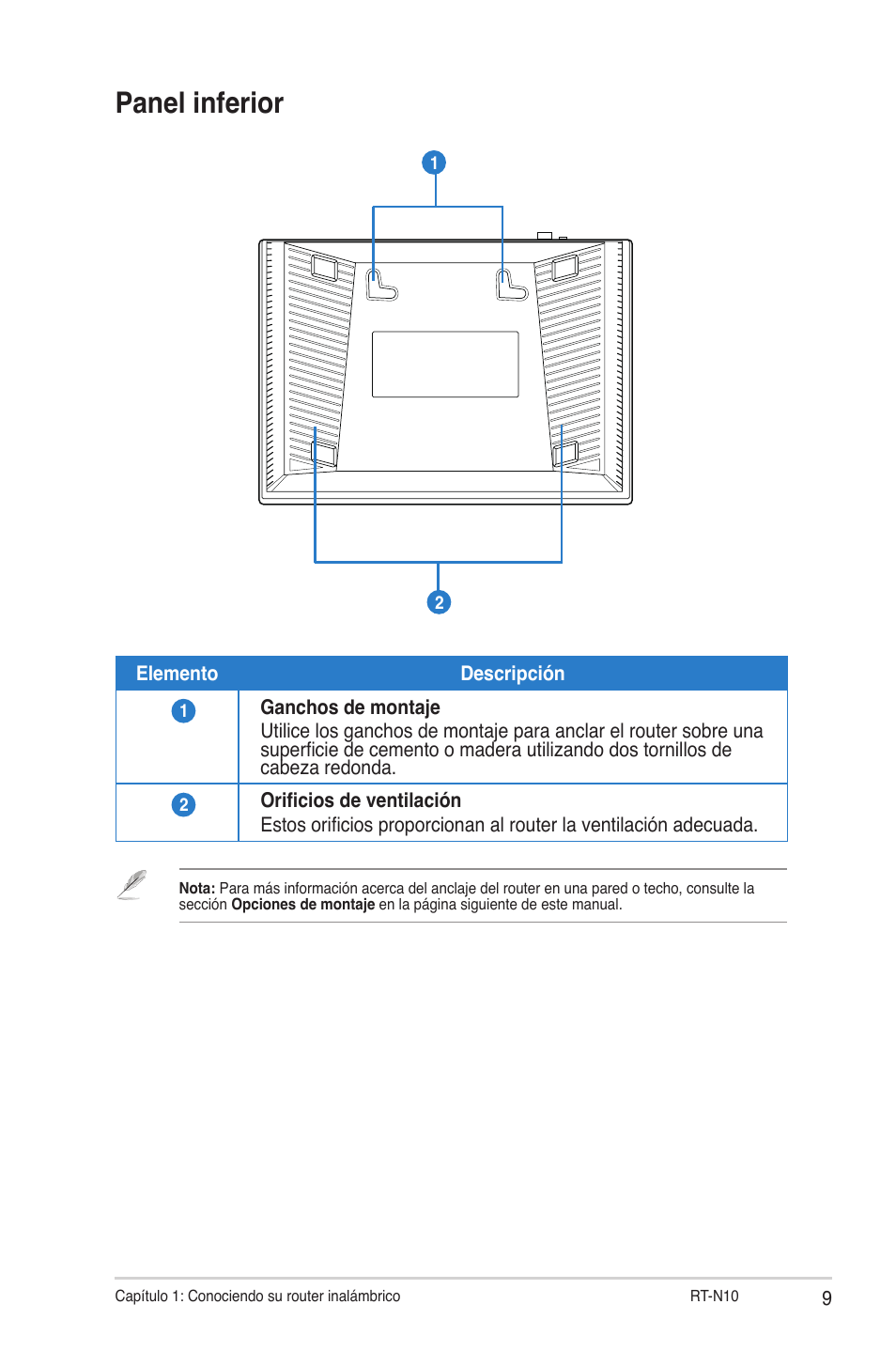 Panel inferior | Asus RT-N10 (VER.C1) User Manual | Page 9 / 53