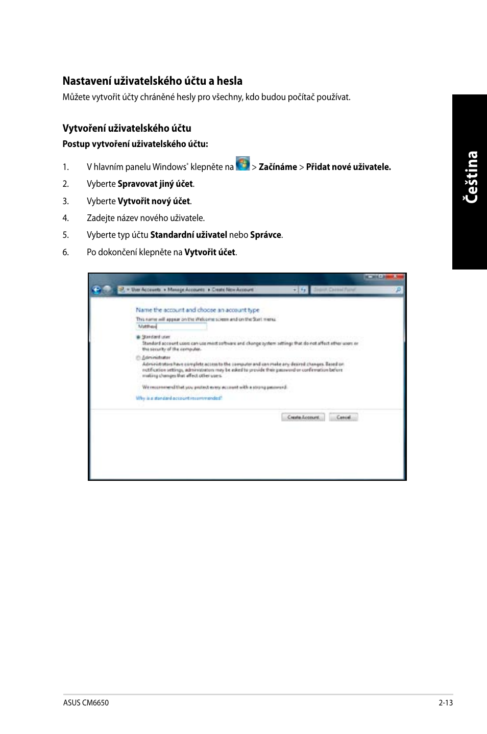 Če šti na če št in a | Asus CM6650 User Manual | Page 115 / 420