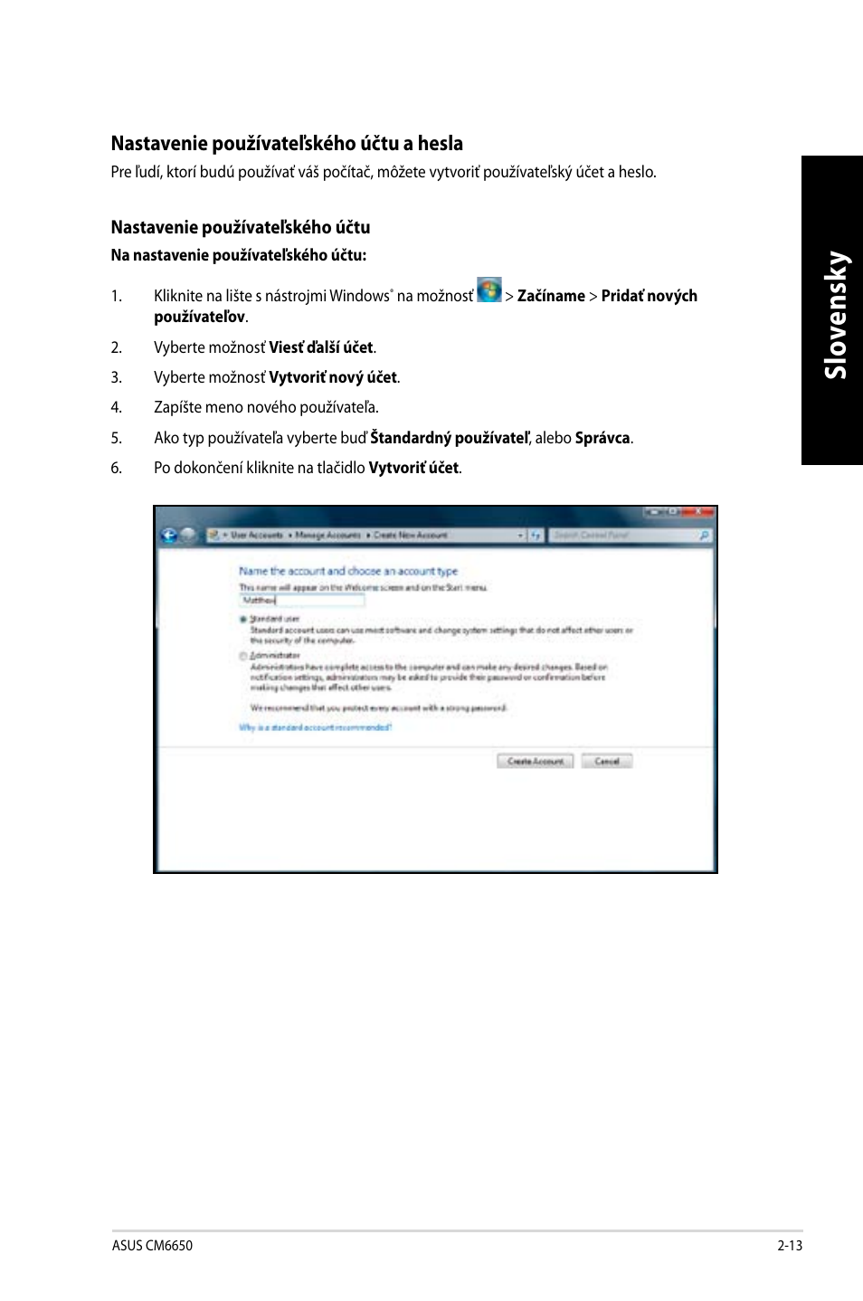 Slo ve ns ky sl ov en sk y | Asus CM6650 User Manual | Page 283 / 420