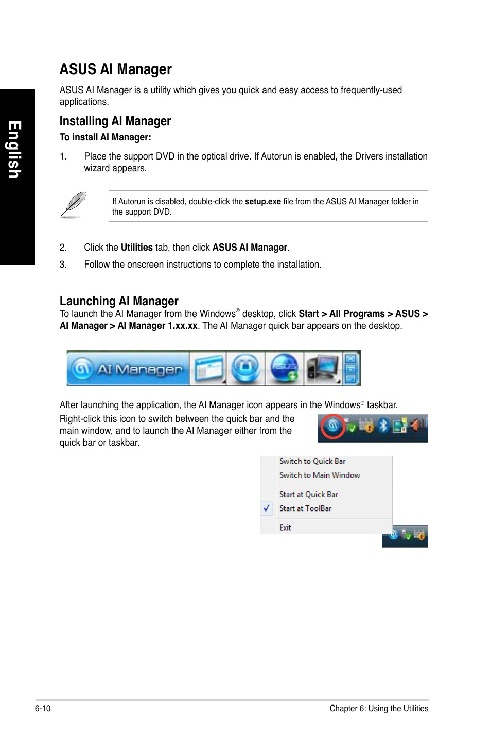 Asus ai manager, Asus ai manager -10, En glis h en gl is h en glis h en gl is h | Asus CM6650 User Manual | Page 66 / 420