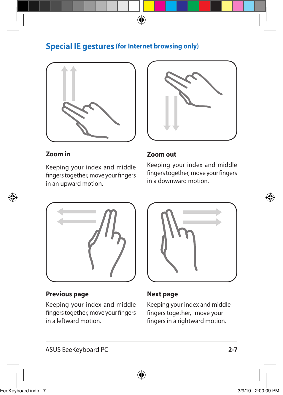 Special ie gestures | Asus EK1542 User Manual | Page 27 / 48