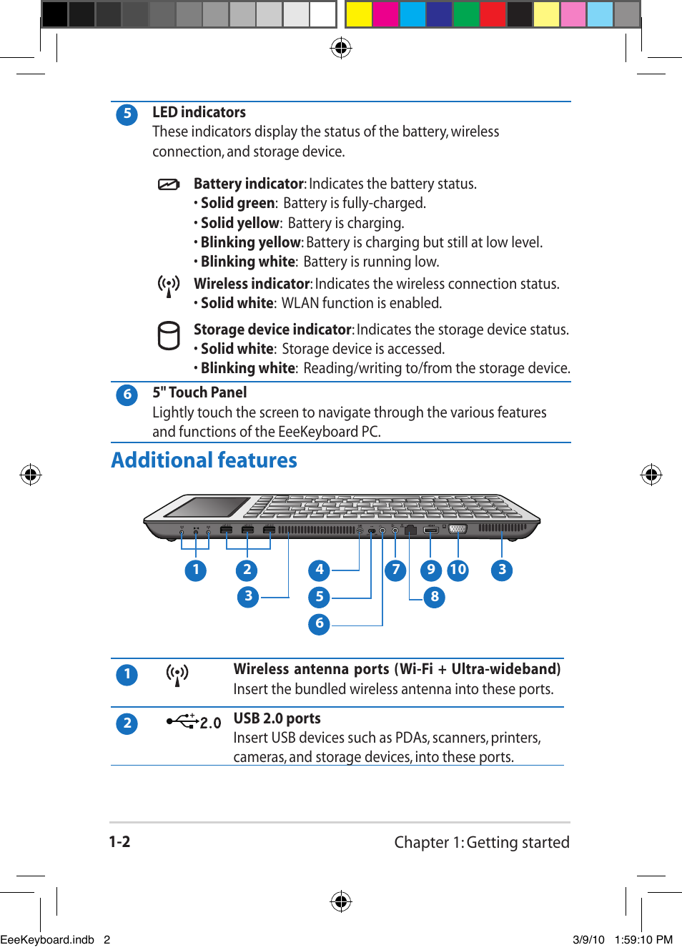 Additional features -2, Additional features | Asus EK1542 User Manual | Page 9 / 48