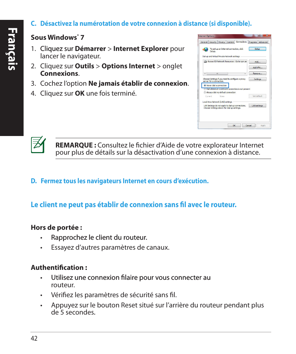 Franç ais | Asus RT-N66U (VER.B1) User Manual | Page 42 / 78