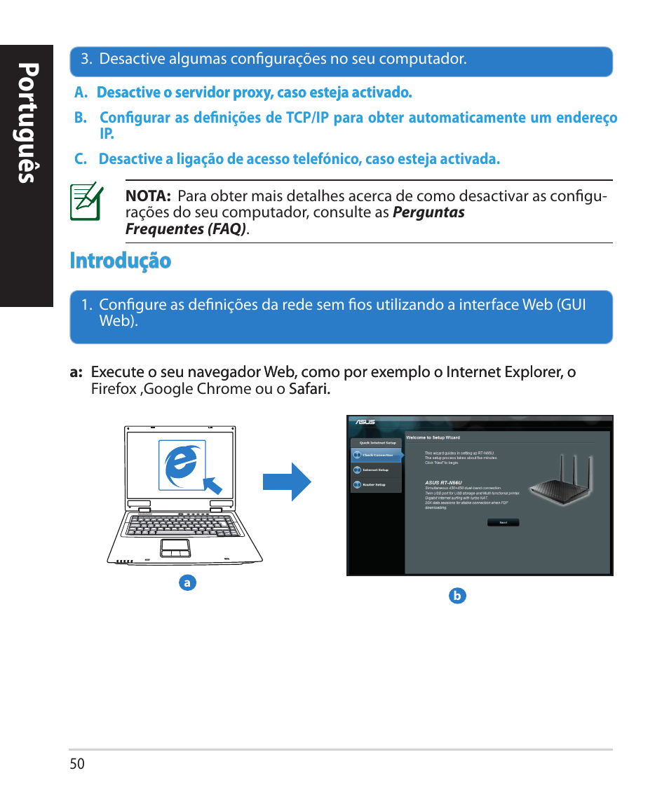 Por tuguês, Introdução | Asus RT-N66U (VER.B1) User Manual | Page 50 / 78