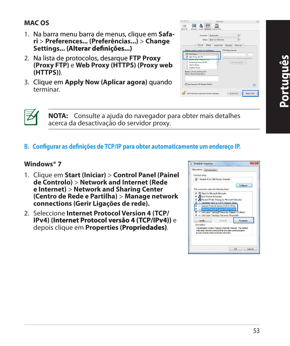Por tuguês | Asus RT-N66U (VER.B1) User Manual | Page 53 / 78