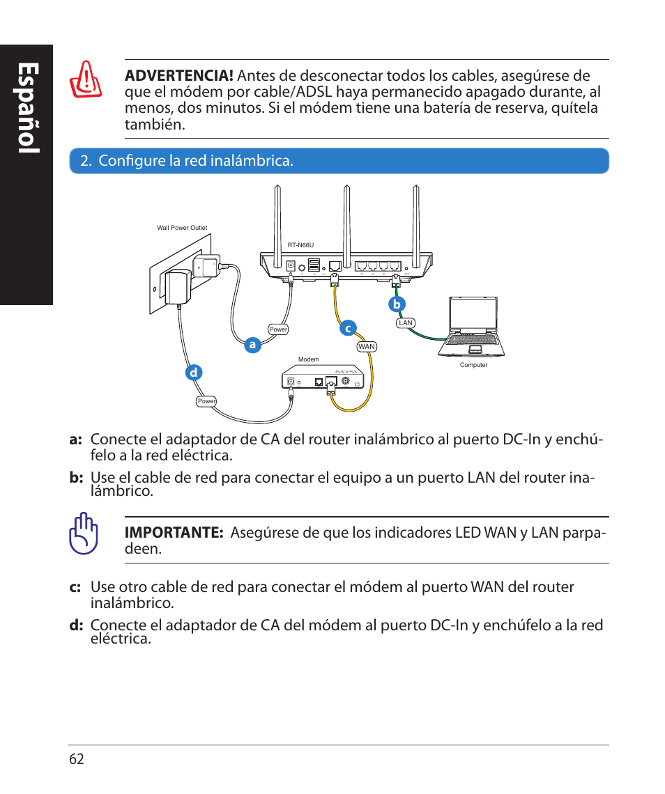 Español | Asus RT-N66U (VER.B1) User Manual | Page 62 / 78