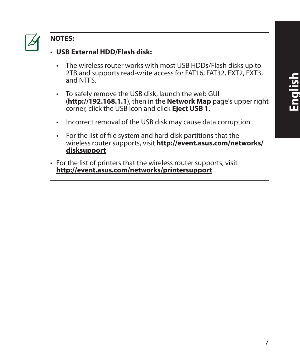 English | Asus RT-N66U (VER.B1) User Manual | Page 7 / 78